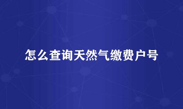 怎么查询天然气缴费户号