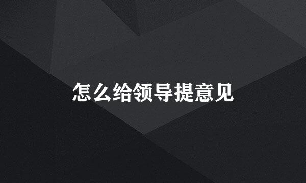 怎么给领导提意见