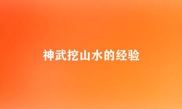 神武挖山水的经验