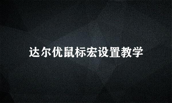 达尔优鼠标宏设置教学
