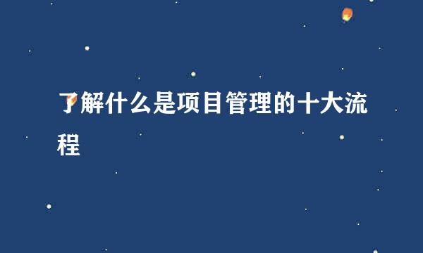 了解什么是项目管理的十大流程