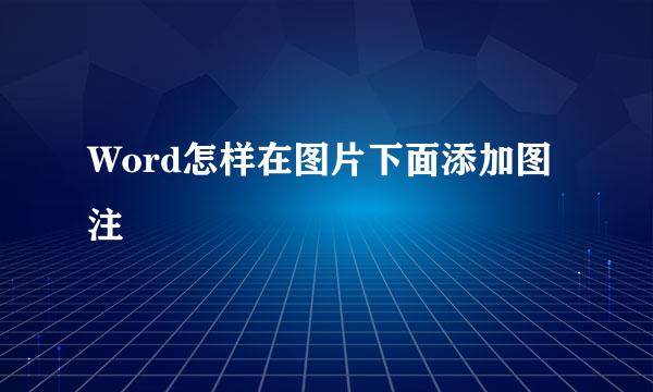 Word怎样在图片下面添加图注