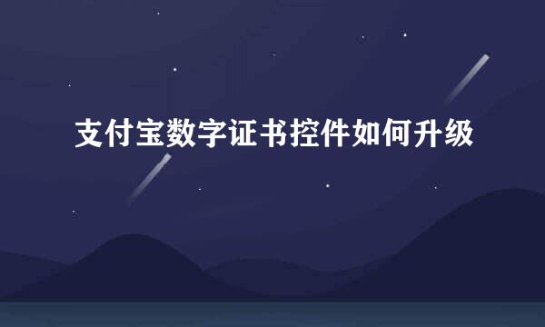 支付宝数字证书控件如何升级