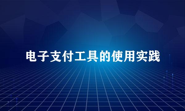 电子支付工具的使用实践