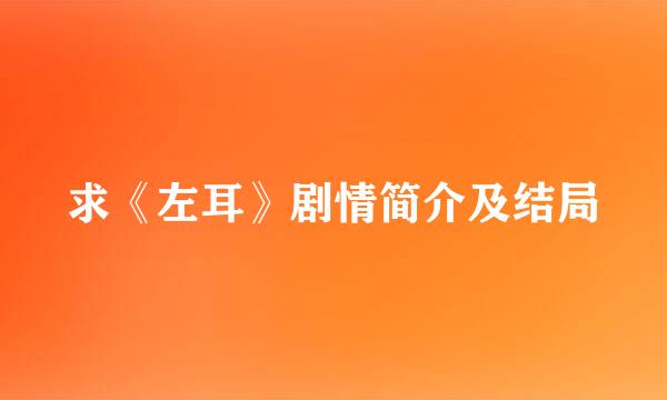 求《左耳》剧情简介及结局