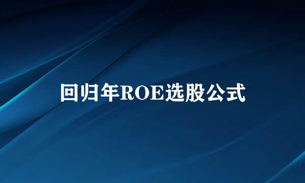 回归年ROE选股公式