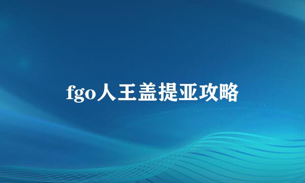 fgo人王盖提亚攻略