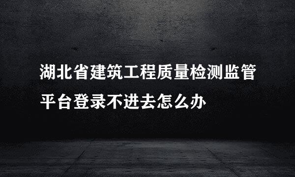 湖北省建筑工程质量检测监管平台登录不进去怎么办