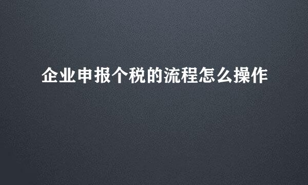 企业申报个税的流程怎么操作