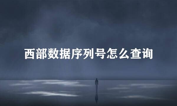 西部数据序列号怎么查询