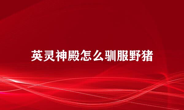 英灵神殿怎么驯服野猪