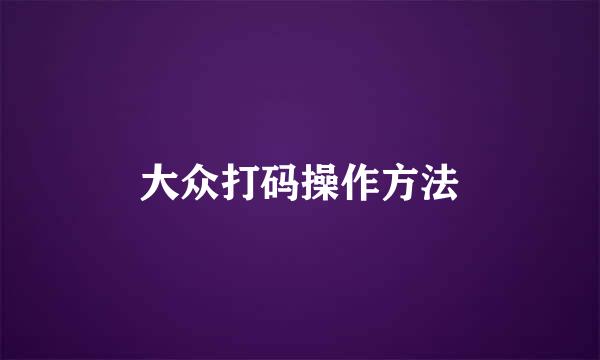 大众打码操作方法