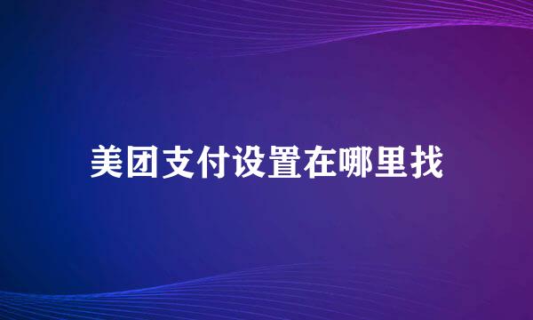 美团支付设置在哪里找