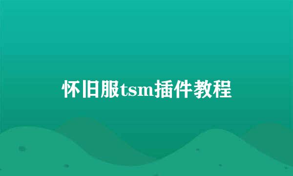 怀旧服tsm插件教程