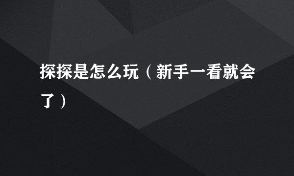 探探是怎么玩（新手一看就会了）
