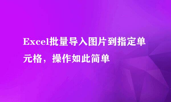 Excel批量导入图片到指定单元格，操作如此简单