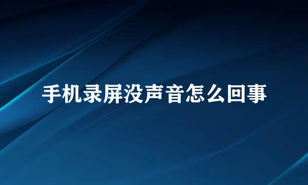 手机录屏没声音怎么回事
