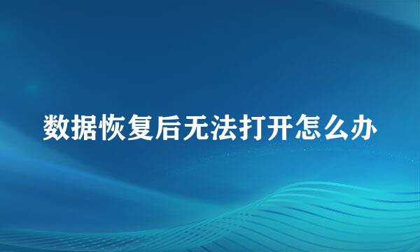数据恢复后无法打开怎么办