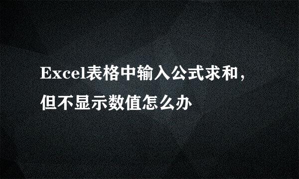 Excel表格中输入公式求和，但不显示数值怎么办