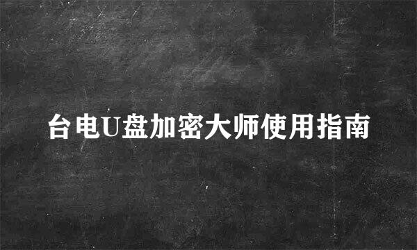 台电U盘加密大师使用指南