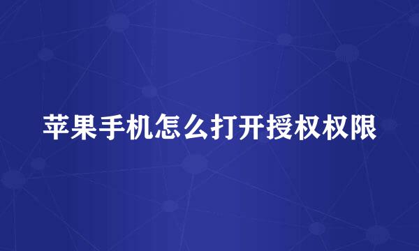 苹果手机怎么打开授权权限