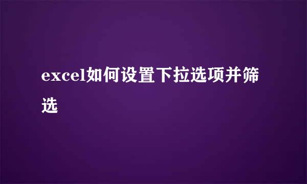 excel如何设置下拉选项并筛选