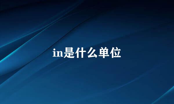 in是什么单位
