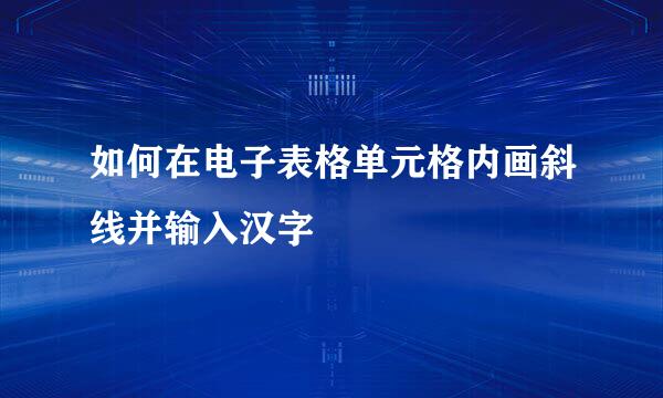 如何在电子表格单元格内画斜线并输入汉字