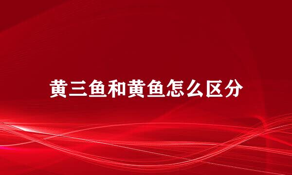 黄三鱼和黄鱼怎么区分