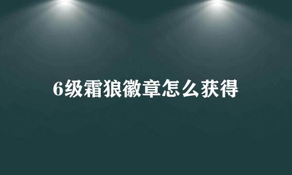 6级霜狼徽章怎么获得