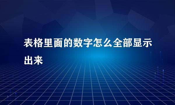 表格里面的数字怎么全部显示出来