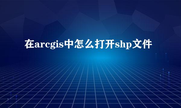 在arcgis中怎么打开shp文件