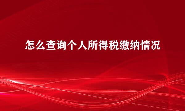 怎么查询个人所得税缴纳情况