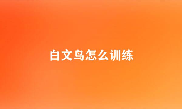 白文鸟怎么训练