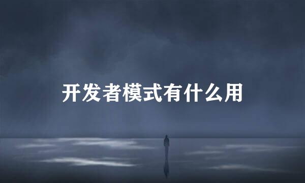 开发者模式有什么用