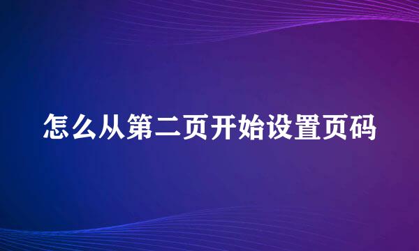 怎么从第二页开始设置页码