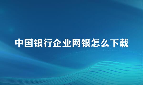 中国银行企业网银怎么下载