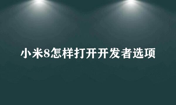 小米8怎样打开开发者选项