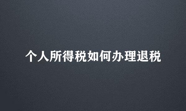 个人所得税如何办理退税