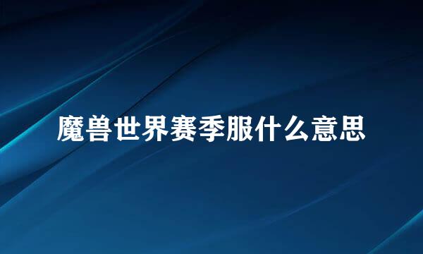 魔兽世界赛季服什么意思