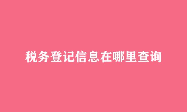 税务登记信息在哪里查询