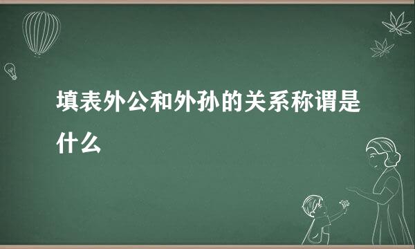 填表外公和外孙的关系称谓是什么