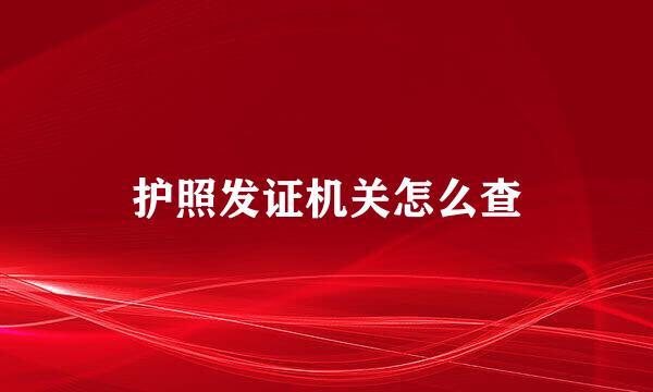 护照发证机关怎么查