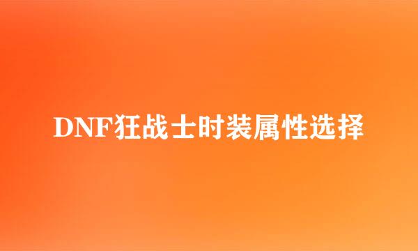 DNF狂战士时装属性选择