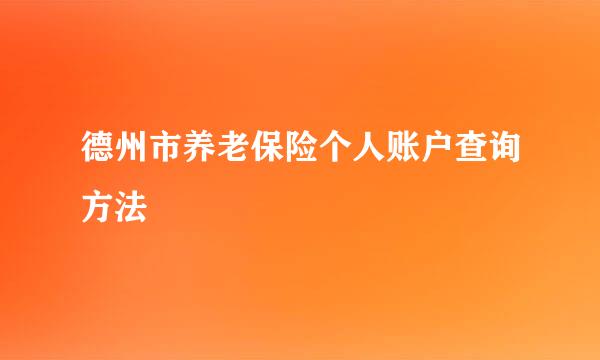 德州市养老保险个人账户查询方法
