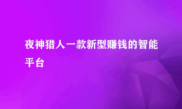 夜神猎人一款新型赚钱的智能平台