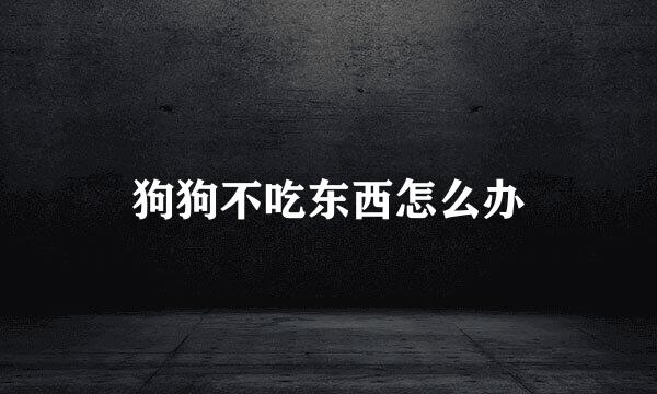 狗狗不吃东西怎么办