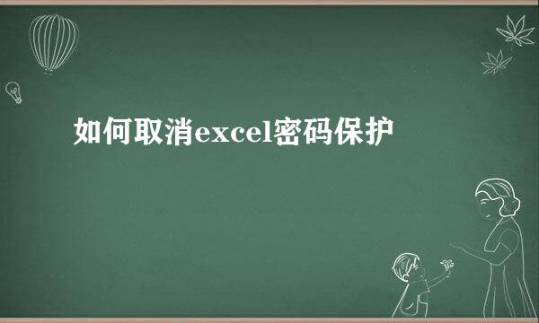 如何取消excel密码保护