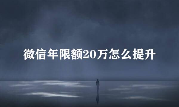 微信年限额20万怎么提升