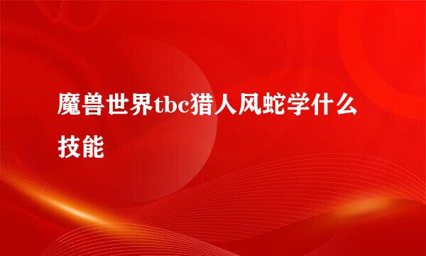 魔兽世界tbc猎人风蛇学什么技能